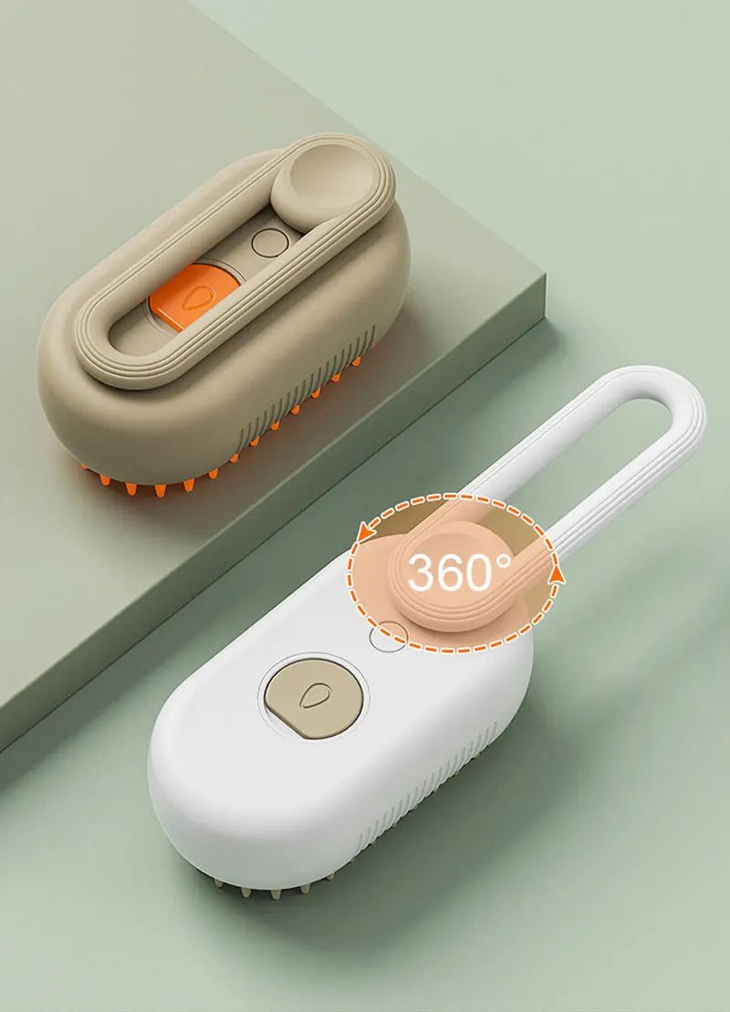 Steamy Brush Electric Spray Cat Hair Brush 3in1 Pet Hair Removal Tool 360° Rotating Handle Silicone Multifunctional Massage Comb