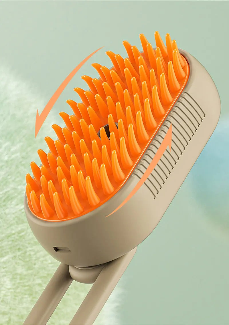 Steamy Brush Electric Spray Cat Hair Brush 3in1 Pet Hair Removal Tool 360° Rotating Handle Silicone Multifunctional Massage Comb