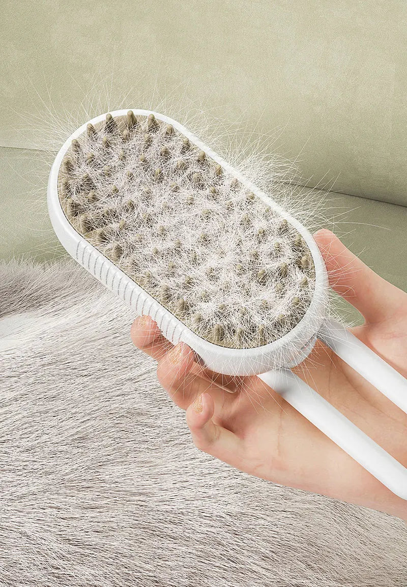 Steamy Brush Electric Spray Cat Hair Brush 3in1 Pet Hair Removal Tool 360° Rotating Handle Silicone Multifunctional Massage Comb