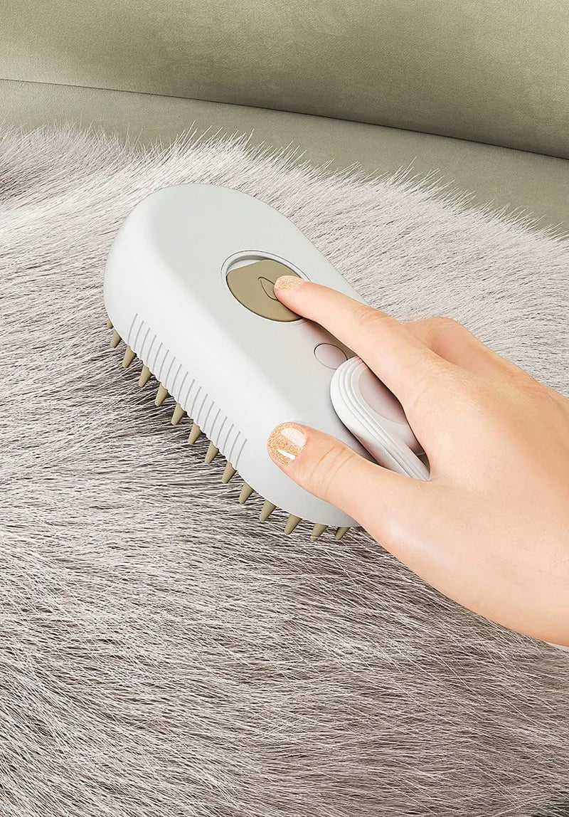 Steamy Brush Electric Spray Cat Hair Brush 3in1 Pet Hair Removal Tool 360° Rotating Handle Silicone Multifunctional Massage Comb