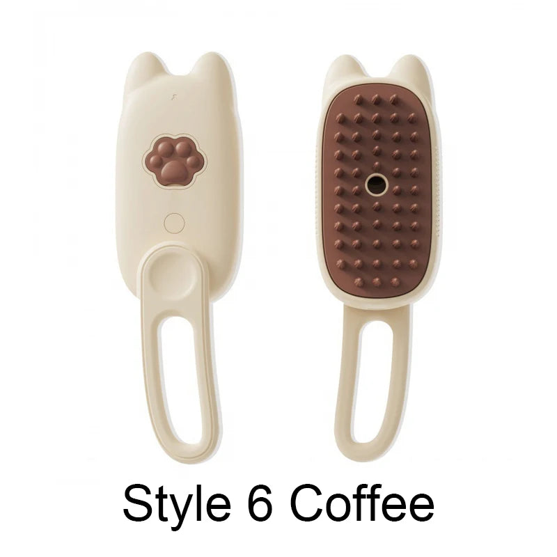 Steamy Brush Electric Spray Cat Hair Brush 3in1 Pet Hair Removal Tool 360° Rotating Handle Silicone Multifunctional Massage Comb