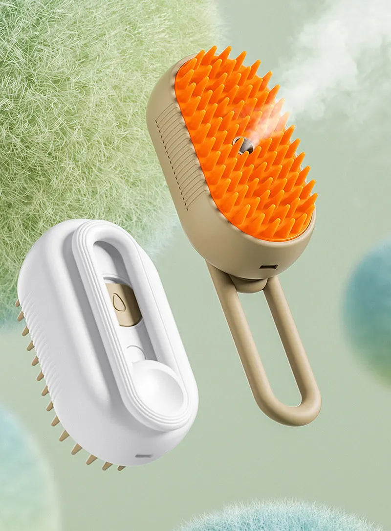 Steamy Brush Electric Spray Cat Hair Brush 3in1 Pet Hair Removal Tool 360° Rotating Handle Silicone Multifunctional Massage Comb