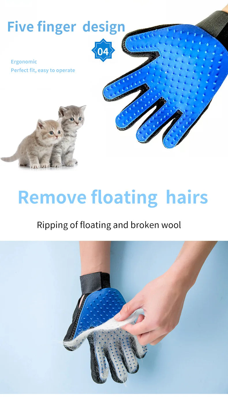 Pet Hair Remover Gloves Cat Grooming Hair Deshedding Brush Dog Comb Pet Bath Remover Clean Massage For Animal Massage Supplies
