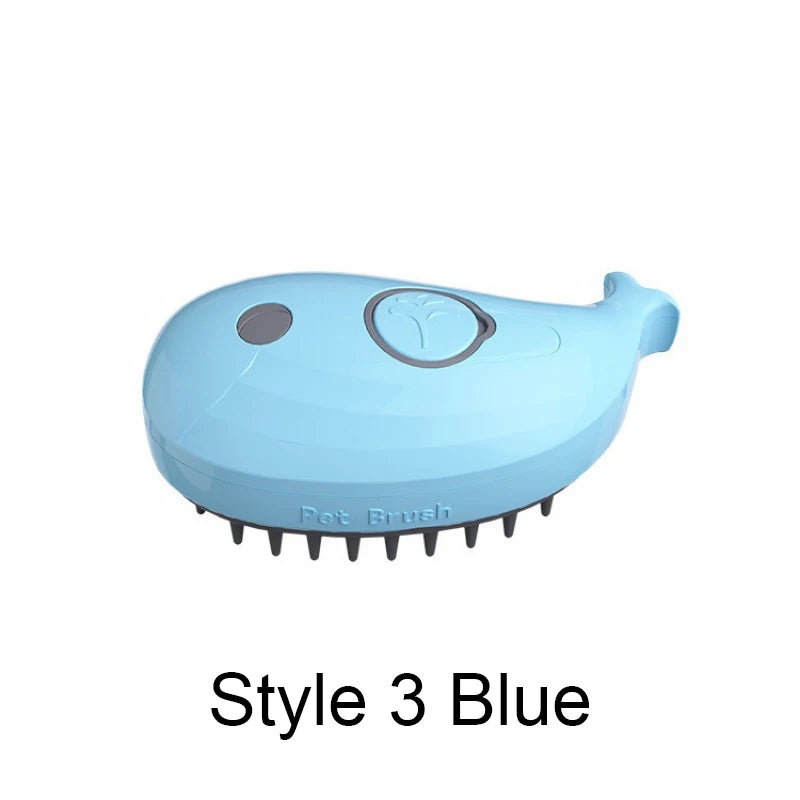 Steamy Brush Electric Spray Cat Hair Brush 3in1 Pet Hair Removal Tool 360° Rotating Handle Silicone Multifunctional Massage Comb