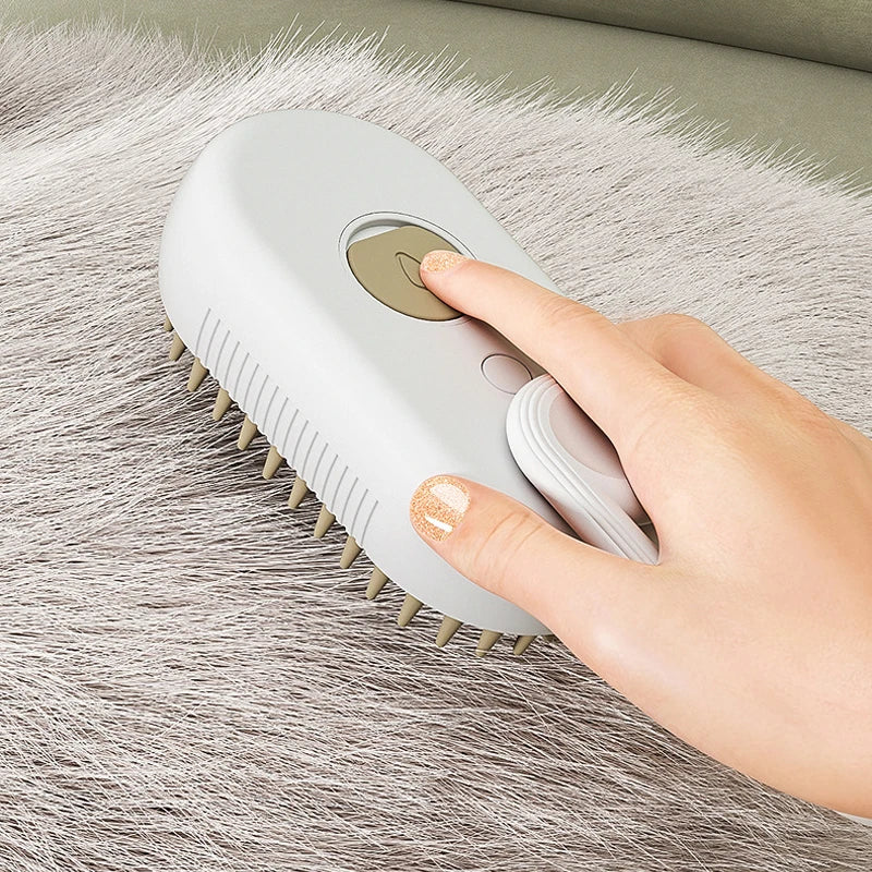 Steamy Brush Electric Spray Cat Hair Brush 3in1 Pet Hair Removal Tool 360° Rotating Handle Silicone Multifunctional Massage Comb
