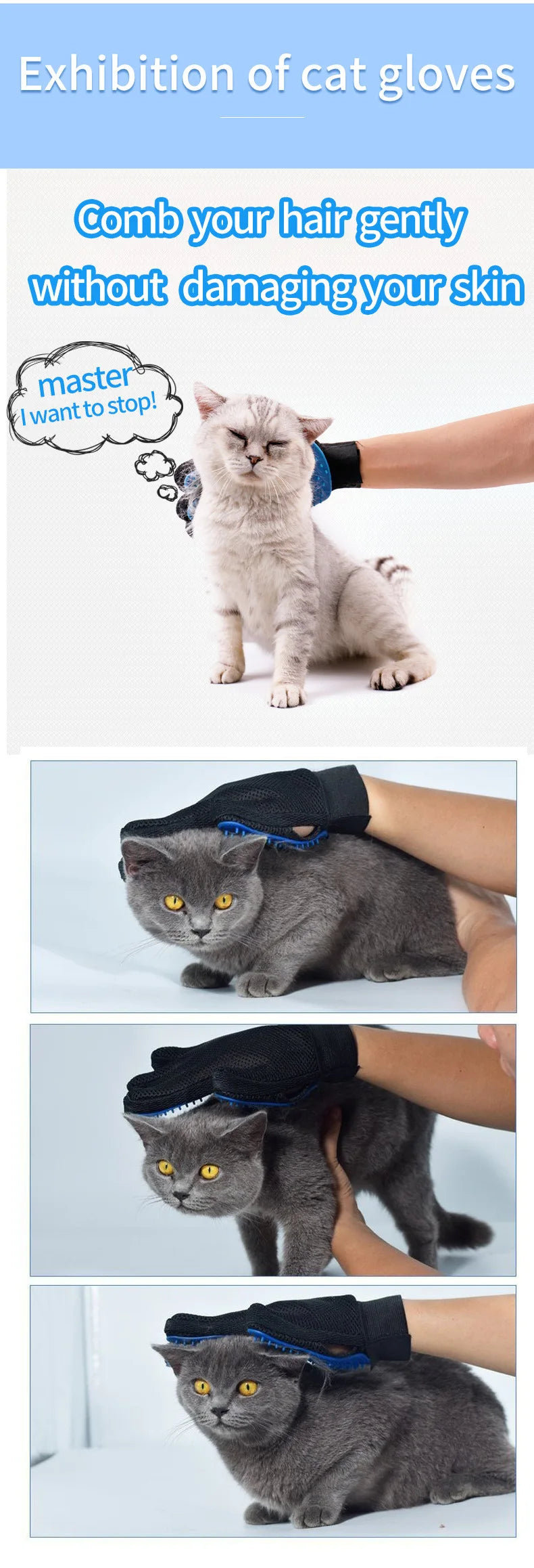 Pet Hair Remover Gloves Cat Grooming Hair Deshedding Brush Dog Comb Pet Bath Remover Clean Massage For Animal Massage Supplies