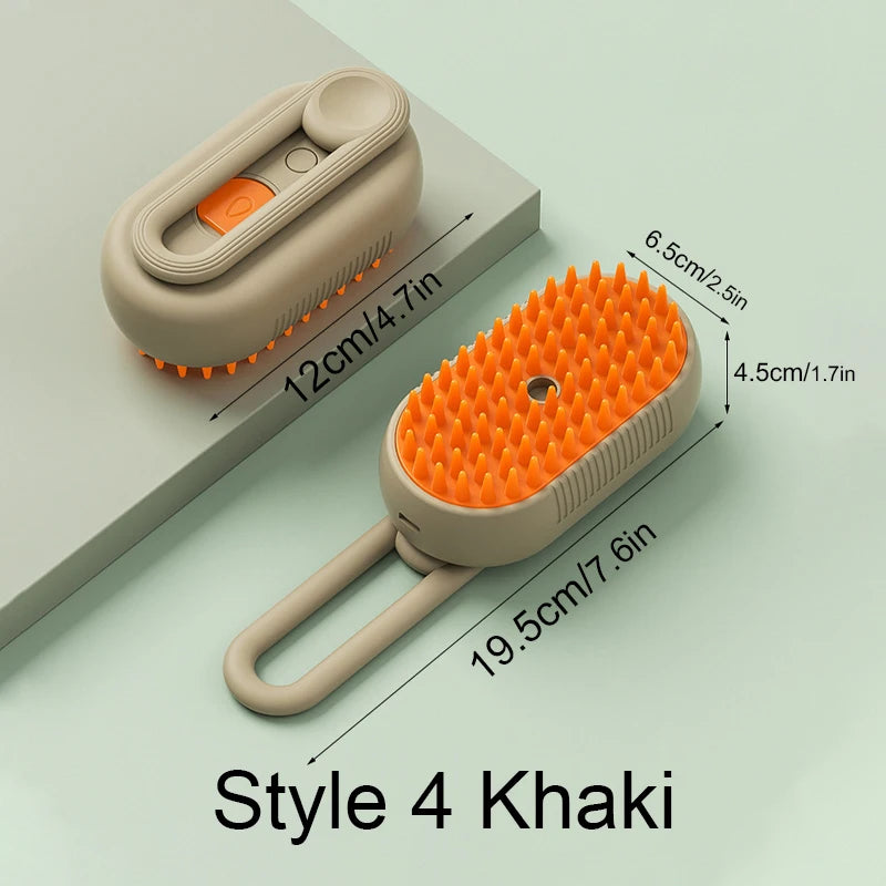 Steamy Brush Electric Spray Cat Hair Brush 3in1 Pet Hair Removal Tool 360° Rotating Handle Silicone Multifunctional Massage Comb