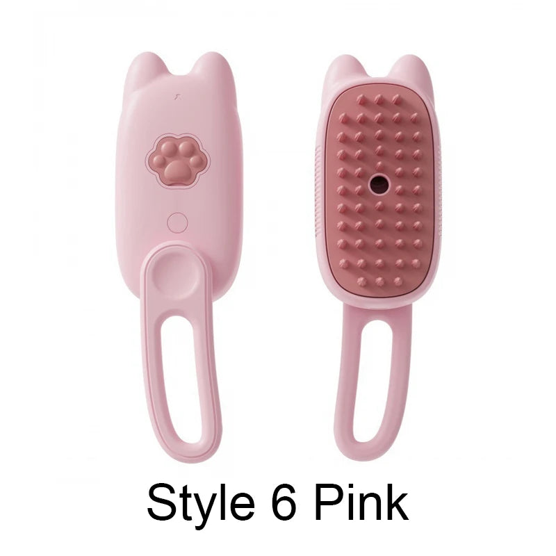 Steamy Brush Electric Spray Cat Hair Brush 3in1 Pet Hair Removal Tool 360° Rotating Handle Silicone Multifunctional Massage Comb