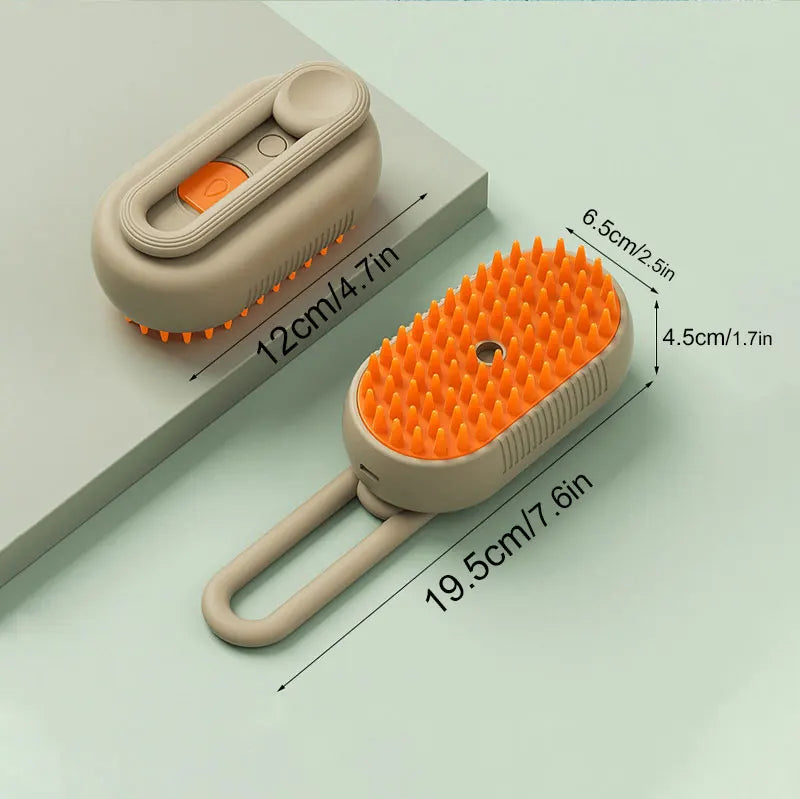 Steamy Brush Electric Spray Cat Hair Brush 3in1 Pet Hair Removal Tool 360° Rotating Handle Silicone Multifunctional Massage Comb